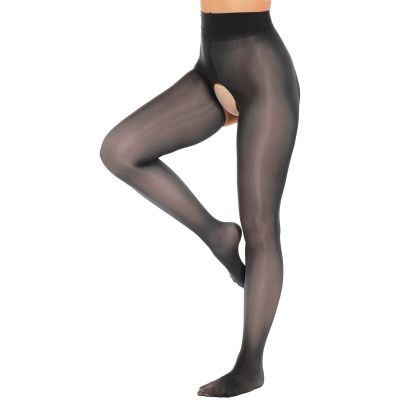 US Women Pantyhose Hollow Out Open Crotch Long Stockings Spandex Lingerie Tights